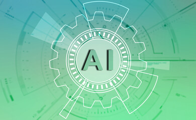 Abtsract futuristic digital and technology on blue color background. AI(Artificial Intelligence) wording with the circuit design