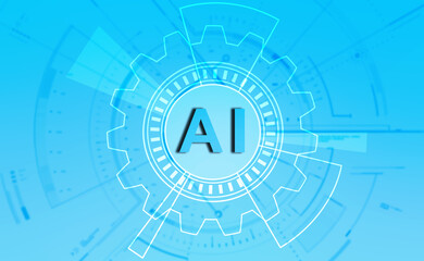 Abtsract futuristic digital and technology on blue color background. AI(Artificial Intelligence) wording with the circuit design