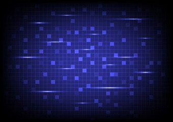 Abstract background. High-tech grid. Scattered squares with different brightness. and there are glowing lines on a blue gradient background
