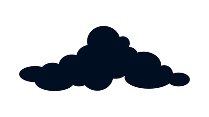 Black cloud icon. Minimalistic logo for company or organization. Fashion, trend and style. Love, tenderness and dreams. Design for greeting and invitation cards. Cartoon flat vector illustration