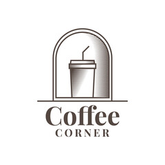 Coffee corner logo illustration template design