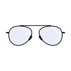 Glasses vector illustration. Eyeglasses with black frames isolated on white background