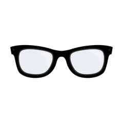 Eyeglasses design vector illustration. Glasses with black frames isolated on white background