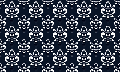 Fototapeta na wymiar Damask Fleur de Lis pattern stencil vector seamless background wallpaper Fleur de Lis pattern Digital texture Design for print printable fabric saree border.