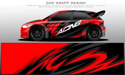 Zelfklevend Fotobehang car livery graphic vector. abstract grunge background design for vehicle vinyl wrap and car branding © Xavier