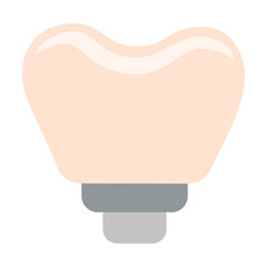 Dental implant. Tool for dental care and oral hygiene. Vector illustration of dentist equipment. Cartoon tooth toothbrush isolated on white