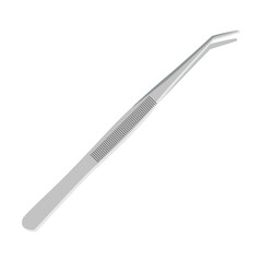 Clamp tweezers. Tool for dental care and oral hygiene. Vector illustration of dentist equipment. Cartoon tooth toothbrush isolated on white