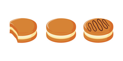 sweet macaron illustration design with vanilla topping