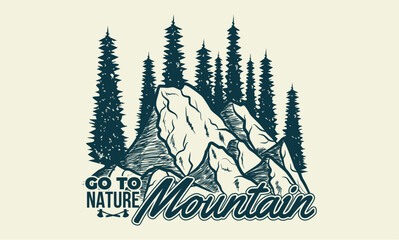 Mountain T-Shirt Design. Vector File Formats, EPS (Editable)
