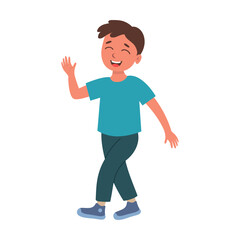 Happy boy. Vector illustration of diverse young character. Cartoon international boys and girls isolated on white