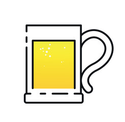 Brewery drink icon. Glass with beer, signboard for cafe or pub, minimalistic logo. Sticker for social networks and instant messengers. Rest after work and holiday. Cartoon flat vector illustration
