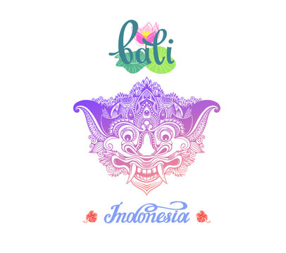 Bali Indonesia Barong - the main symbol of the island is the lord of good, vector illustration.