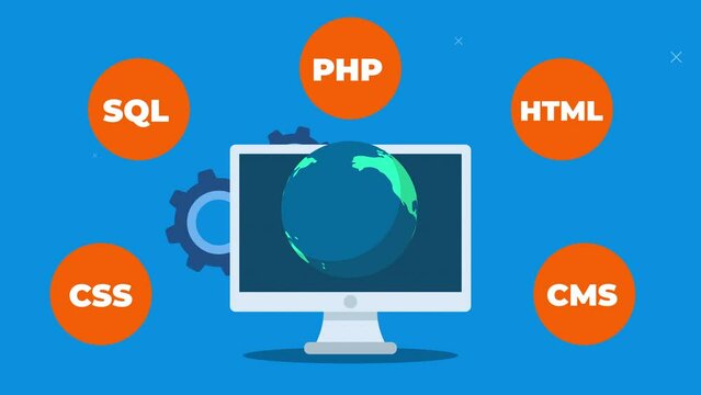 web development concept animation - 2d motion animation. 4k video clip