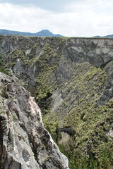 Gorge with sheer, rock walls in the Andes, near Latacunga, Ecuador