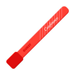 Conference event bracelet for entrance cartoon vector illustration. Night party concert bracelet isolated on white background