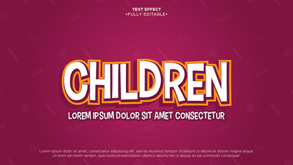 children 3d editable vector text effect with funny and cute style