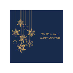 Obraz na płótnie Canvas Gold snowflakes, merry Christmas, greeting, card