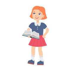 Girl student. Kid in professional uniform. Vector illustration of children choosing future profession isolated on white background