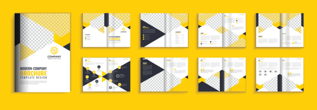 16 page brochure template, Brochure template layout design, Cover design template, Multipurpose template, annual report template, multi-page brochure design, 16 pages a4 editable template