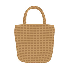 Eco basket bag vector illustration. Drawing of reusable zero waste bag isolated on white background. Environment, ecology