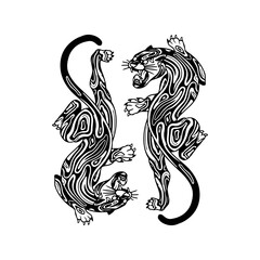 vector illustration of two jaguars concept