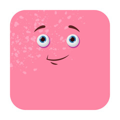 Cute geometric square with rounded corners cartoon character vector illustration. Geometric figure with faces for kids isolated on white background