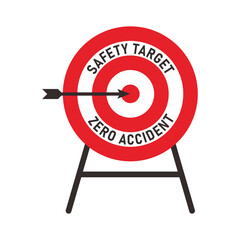 Safety target zero accident vector illustration. Arrow pointed center of red circle.