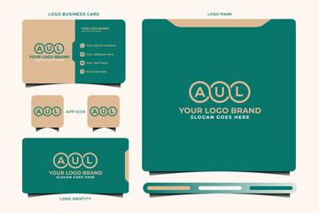 AUL initial monogram logo vector, AUL circle shape logo template corporate identity business card
