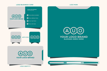 AUO initial monogram logo vector, AUO circle shape logo template corporate identity business card
