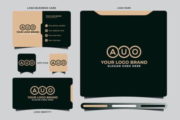 AUO initial monogram logo vector, AUO circle shape logo template corporate identity business card
