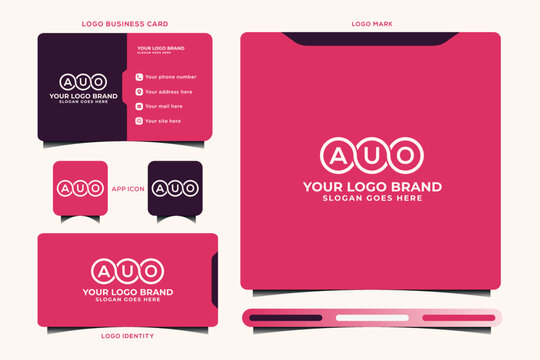 AUO initial monogram logo vector, AUO circle shape logo template corporate identity business card
