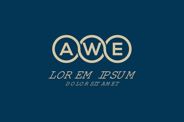 AWE initial monogram logo vector, AWE circle shape logo template corporate identity business card
