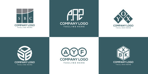 SBD, PBA, YOY, ZDC, AYG, BXL letter logo design. creative initials letter logo concept.