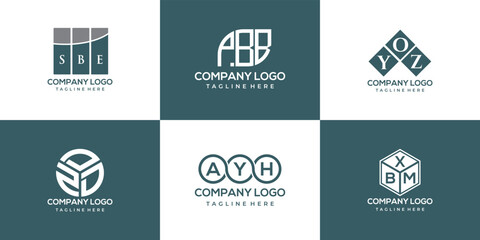 SBH, PBE, ZOC, ZDG, AYK,BXP letter logo design. creative initials letter logo concept.