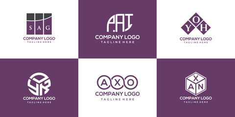 SAG, PAT, YOH, YDK, AXO, AXN letter logo design. creative initials letter logo concept.