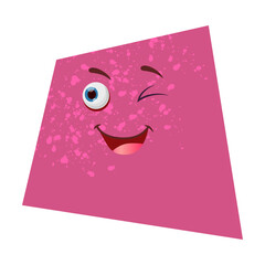 Cute geometric trapezoid shape cartoon character vector illustration. Geometric figure with faces for kids isolated on white background