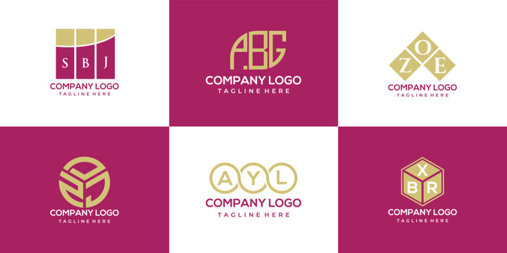 SBJ, PBJ, ZOE, ZDJ, AYL, BXR letter logo design. creative initials letter logo concept.
