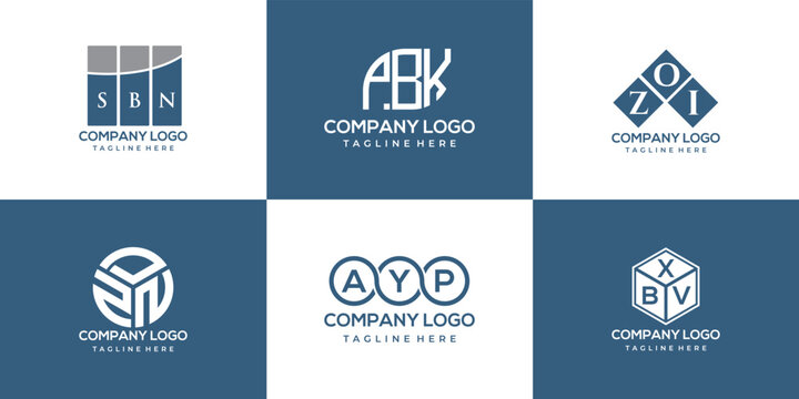 SBN, PBK, ZOI, ZDN, AYP, BXV letter logo design. creative initials letter logo concept.