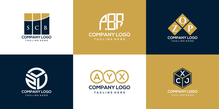 SCB, PBP, ZOP, ZDU, AYX, CXJ letter logo design. creative initials letter logo concept.