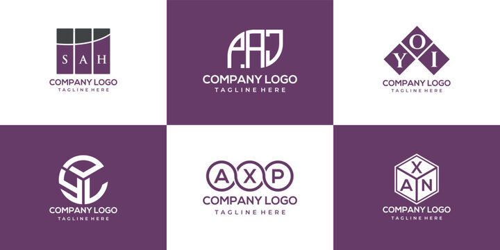 SAH, PAJ, YOI, YDL, AYQ, BXW letter logo design. creative initials letter logo concept.