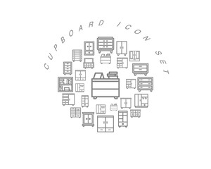 Vector cupboard flat icon set design