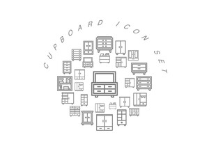 Vector cupboard flat icon set design