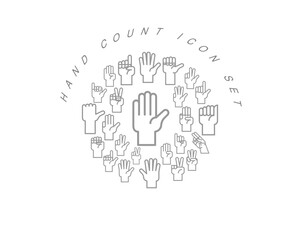 Vector hand count flat icon set design
