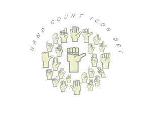 Vector hand count flat icon set design