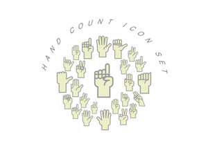 Vector hand count flat icon set design