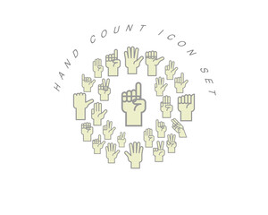 Vector hand count flat icon set design