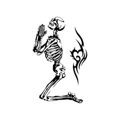 vector illustration of a praying skull