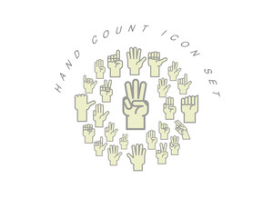 Vector hand count flat icon set design