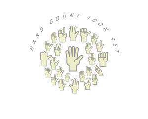 Vector hand count flat icon set design
