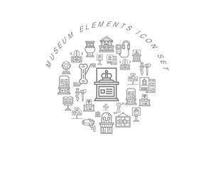 Vector museum elements icon set